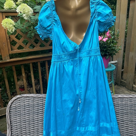 Calypso beautiful bright turquoise 100% silk dress - Picture 4 of 7
